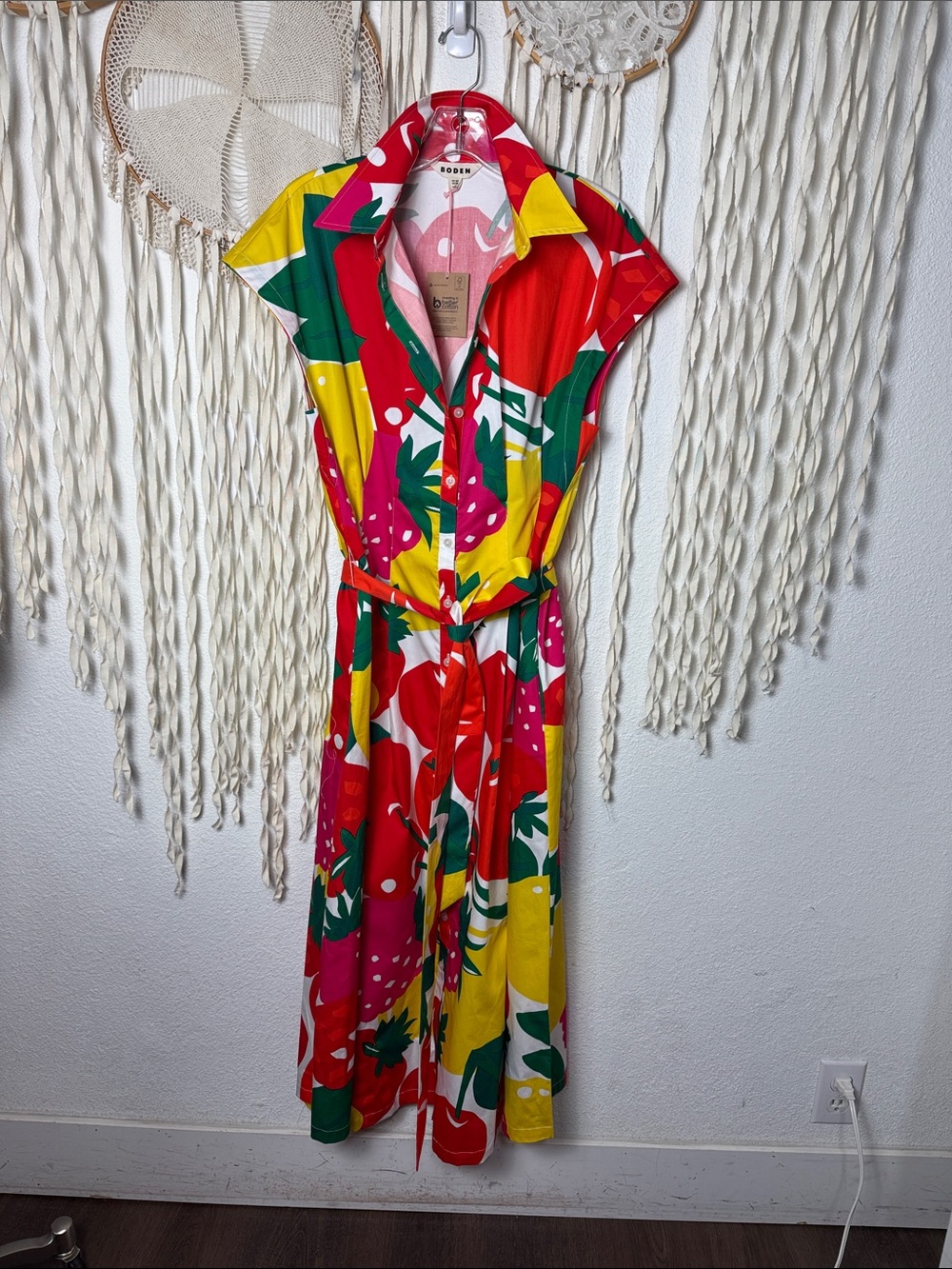 Boden NWT Rachel Cotton Midi Shirtdress in "Summer Fruits" Print Size 10R - Picture 3 of 11